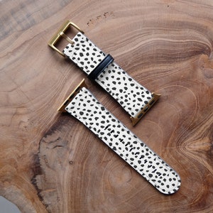 Apple Watch Strap, Black and White Animal Dots Band, Classy Dalmatian Cheetah Leopard Spots, Vegan Leather Watch Band, 38mm 40mm 42mm 44mm image 4