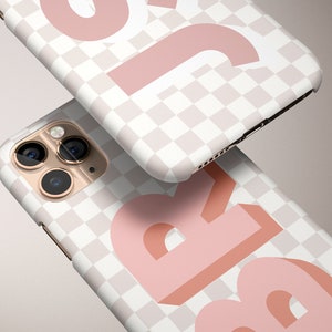 Checkerboard Large Initial iPhone Case iPhone 12 Case Custom iPhone 13 Pro Case iPhone 11 Case iPhone XS 8 7 Plus XR