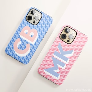 Custom iPhone Case, Preppy Monogram iPhone 17 Pro Case Personalised Large Initials Magsafe For iPhone 11, 12, 13, 14, 15, 16, 17 Pro/Pro Max