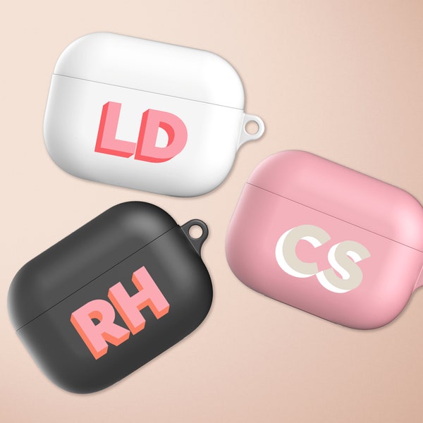 Apple Air Pods Case, Personalised Dropshadow Initial