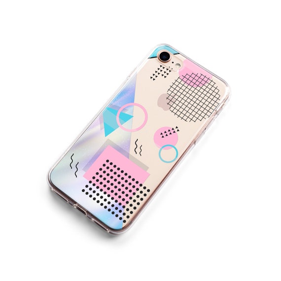 Funda transparente con láser colorido rosa para iPhone X XR XS SE 7 8 11 12  13 14 15 Pro Mini Plus Pro Max