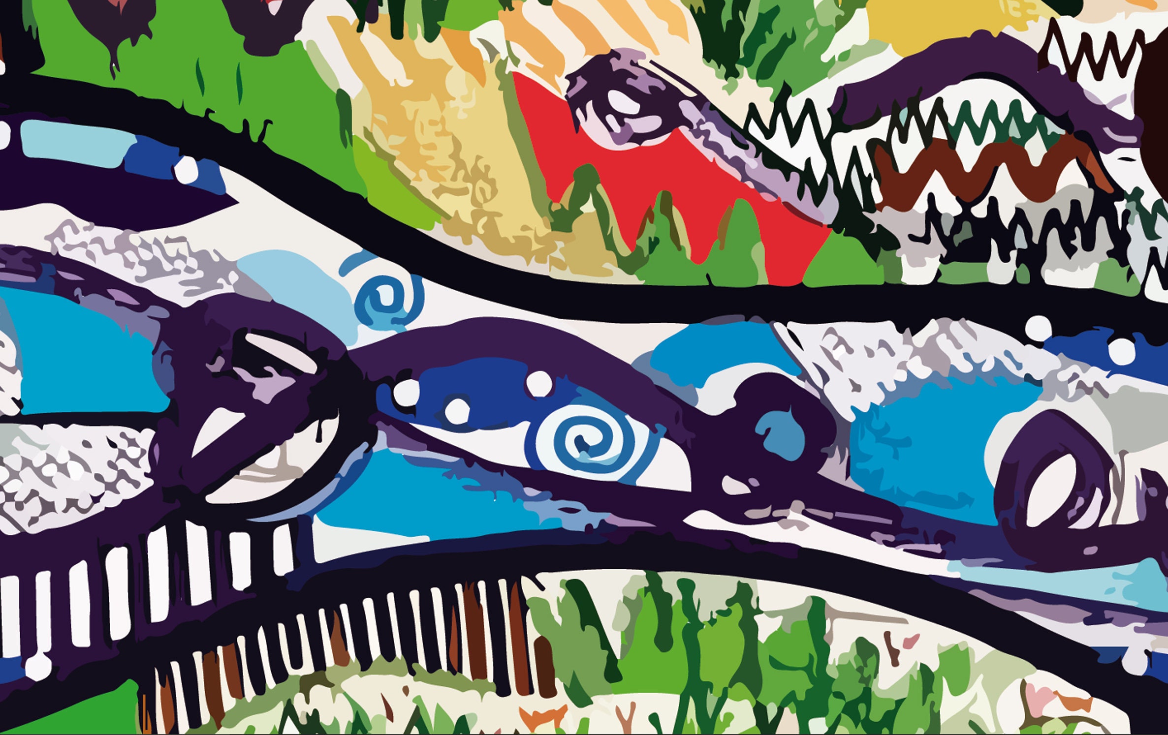 Geometric Landscape Illustration Colorful Abstract Landscape Etsy 