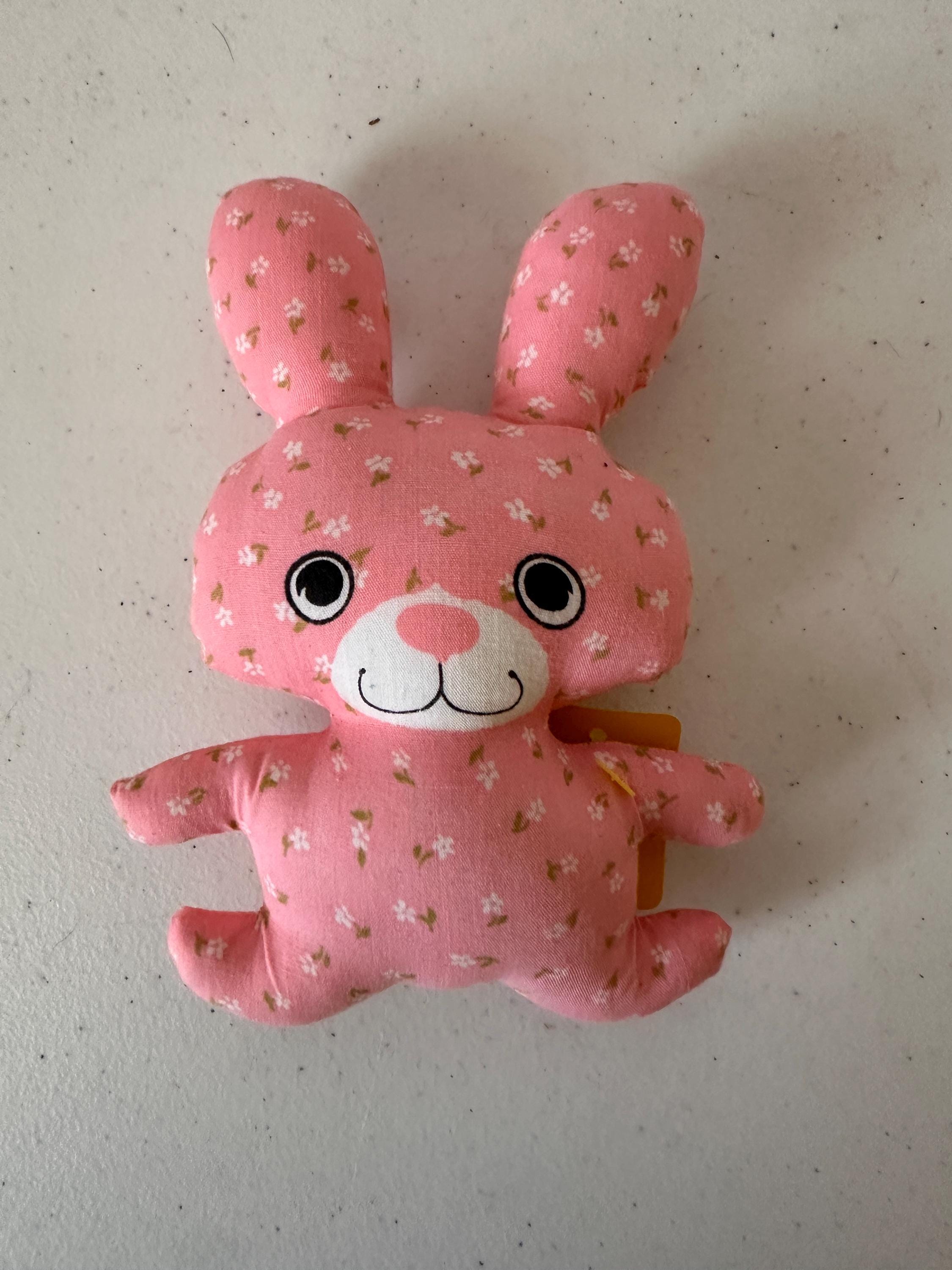 Pink Calico Bunny Vintage Panel Toy – Small Fabric Stuffed Rabbit - Etsy