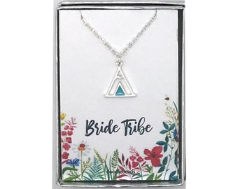 Bribe Tribe, Silver or Gold Teepee Necklace with card, Bridesmaid Gifts,  Bridal party gifts from Bride, Maid of honor gifts thank you gifts