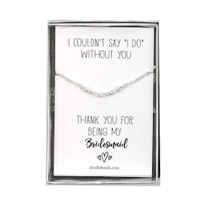 Tarjeta de dama de honor regalo, plata o oro CZ Crescent Bar collar, no podría decir que lo hago sin usted, Gracias por ser mi dama de honor