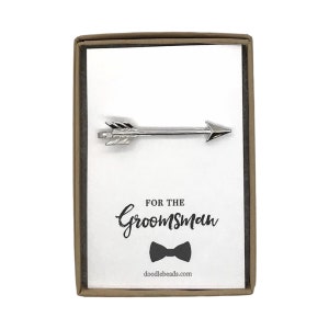 Thank You Card Wedding Party Gifts, Silver or Gold Arrow Tie Bar with Card Thank you for being part of our big day, Usher Gifts, Ring Bearer image 10
