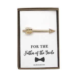Regalos de fiesta de boda, para el padre de la tarjeta de novia con plata o flecha de oro barra de lazo, para el padre del novio, para el padrino