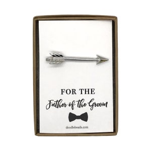 Thank You Card Wedding Party Gifts, Silver or Gold Arrow Tie Bar with Card Thank you for being part of our big day, Usher Gifts, Ring Bearer image 9