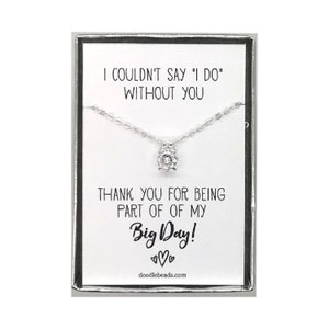 Hochzeit Partei Geschenke Schmuck vielen Dank für die Teil unserer großen Tag-Karte mit Silber oder Gold CZ Solitär Halskette, brautjungferngeschenke