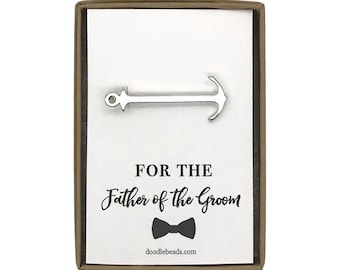 Groom Gift, Best Man Card, Groomsmen Card with Silver Anchor Tie Bar, For the Father of the Bride, For the Groomsman, arrow tie clip