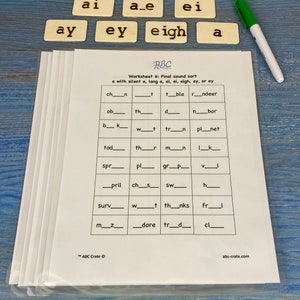 Phonograms Kit 1: “a” sounds- a, ae, ey, ay, a with silent e, ei, eigh