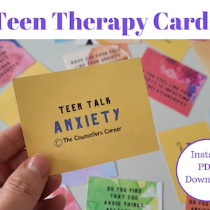 24 schede di terapia per adolescenti contro l'ansia, strumento di consulenza, schede per adolescenti, schede flash per creare consapevolezza di sé, schede di discussione, schede sulle emozioni
