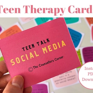 32 carte per la terapia adolescenziale per esplorare i social media, strumento di consulenza, carte per adolescenti, carte flash per creare consapevolezza di sé, carte di discussione