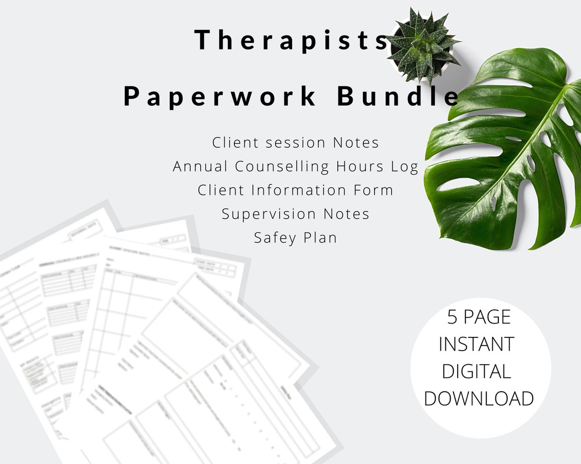 Therapist Paperwork Bundle- A4 Printable, Counsellors Notes ...