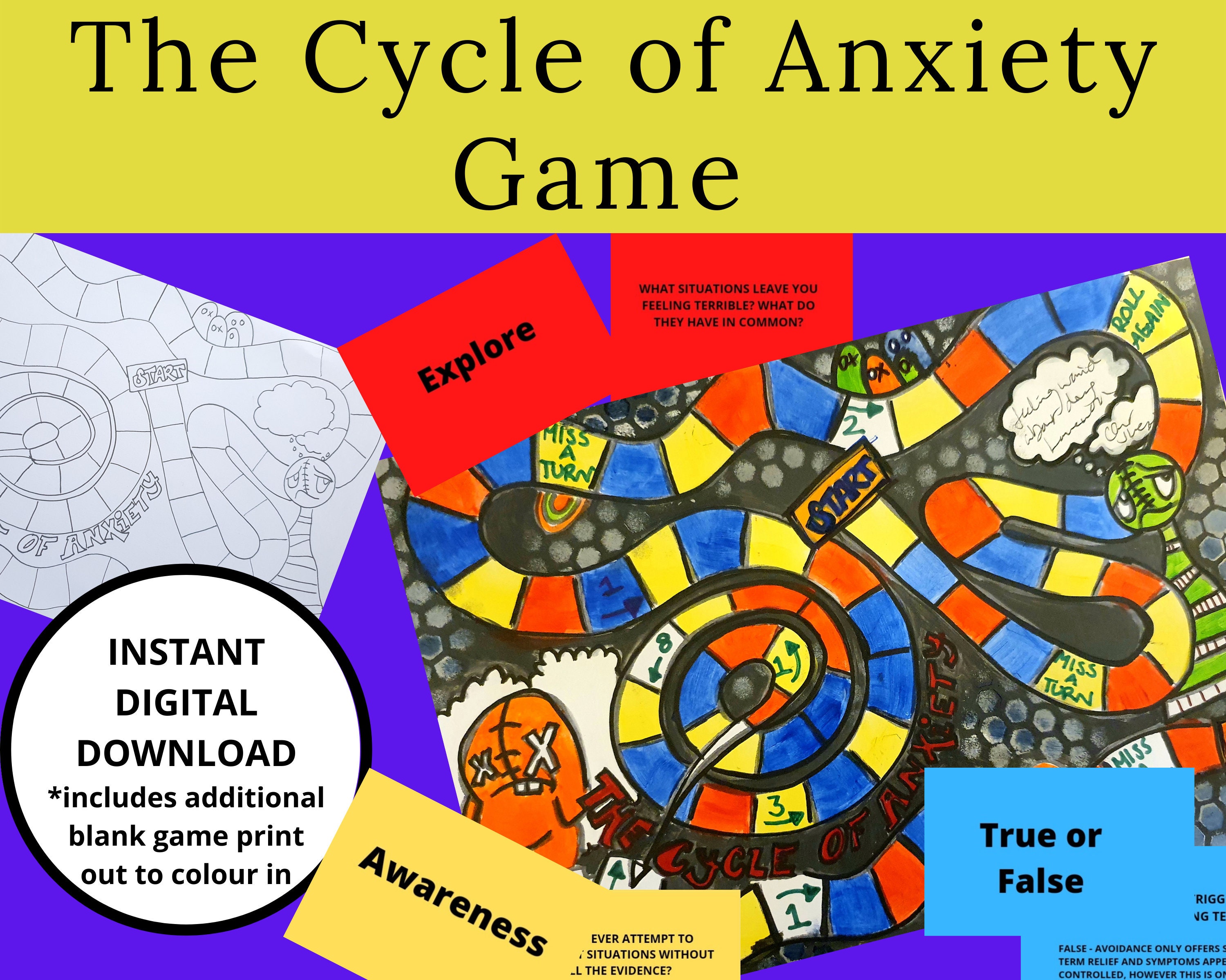The Cycle of Anxiety Game, Therapy Game, Anxiety, Psychoeducation ...