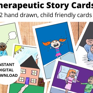 Cartões de histórias terapêuticas para impressão, recursos para conselheiros, conselheiro escolar, conselheiro infantil, jogos de aconselhamento, download digital, cartões