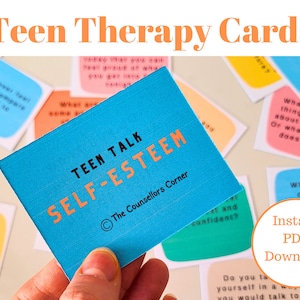 32 carte di Teen Therapy per esplorare l'autostima, strumento di consulenza. Carte per adolescenti, Flash card per promuovere la fiducia e le discussioni