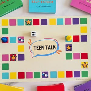 192 Teen Talk Conversation Cards e Game Board - Ansia, Autostima, Rabbia, Immagine corporea, Relazioni, Social Media. Risorsa di consulenza