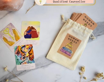 Human Needs Card Deck/ Therapy Cards/ Maslow&#39;s Hierarchy of Needs/ Counsellor resource/ Self Awareness/Personal /Development Psychology,