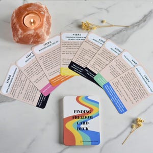 Mazzo di carte per trovare la libertà, mazzo di carte per l'autolesionismo, DBT, abilità di coping, risorse terapeutiche, auto-aiuto, consulenza, poster della finestra di tolleranza immagine 3