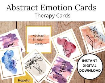 Download digitale, Carte di emozioni astratte, Carte di terapia, Risorse di consulenza, Consapevolezza, Carte di sentimenti, Psicologia, Terapista, Terapia