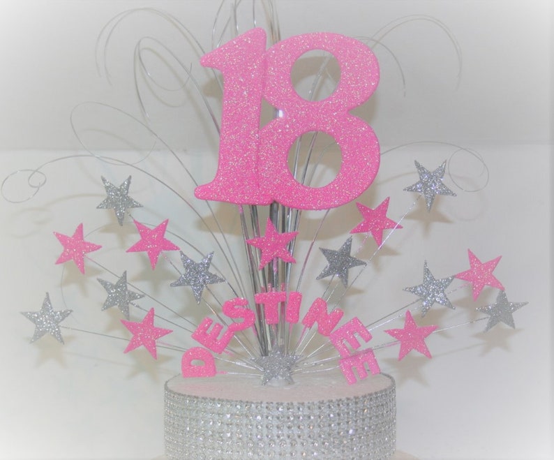 Birthday Glittered Cake Topper Spray Cake Decoration 18th 21st Etsy