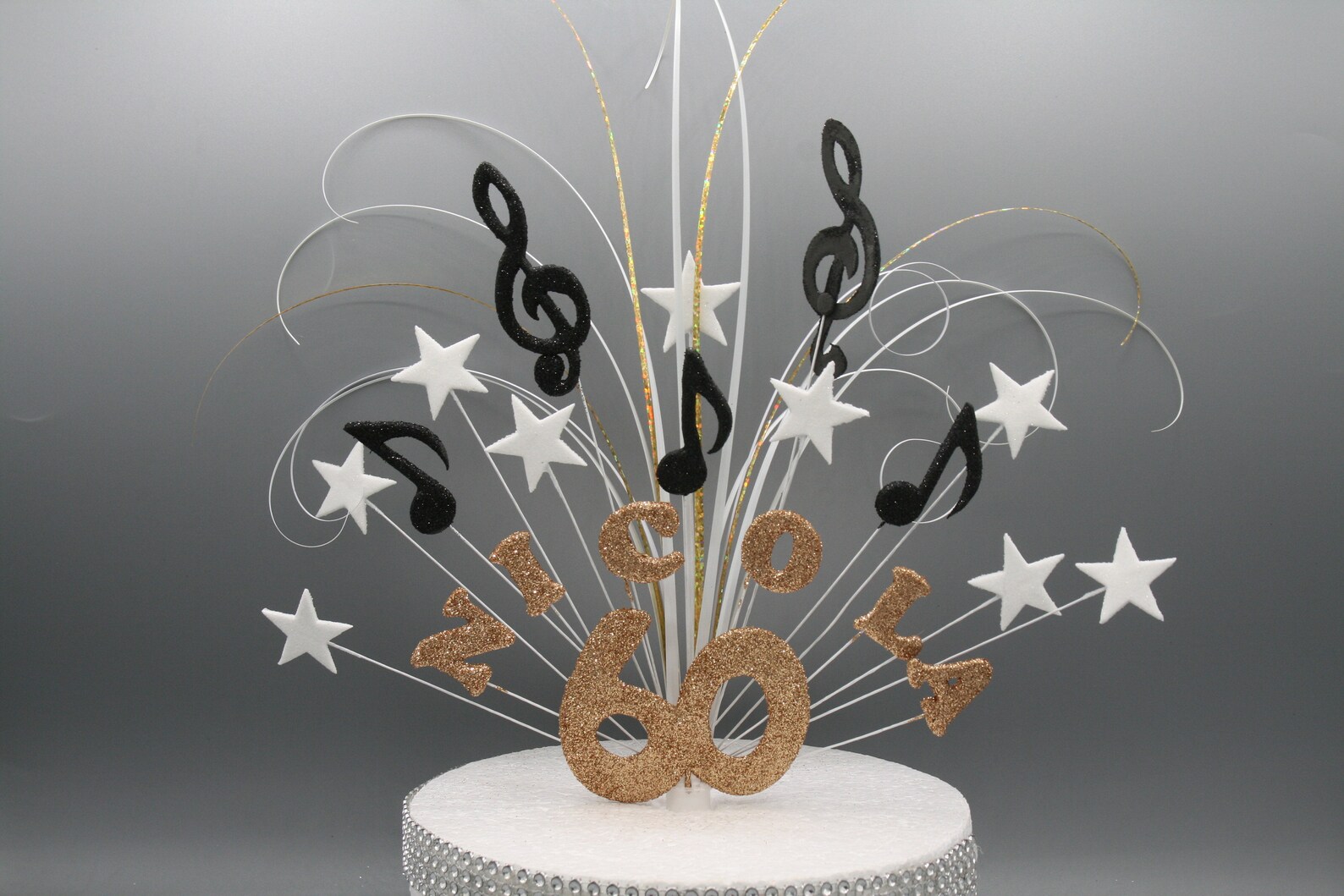 Music Birthday Glitter Cake Topper Records Cake Decoration Etsy