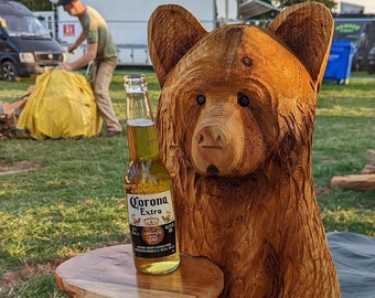 Chainsaw Carving of a Bear With a Tray - Various Heights Available (2ft to 8ft)