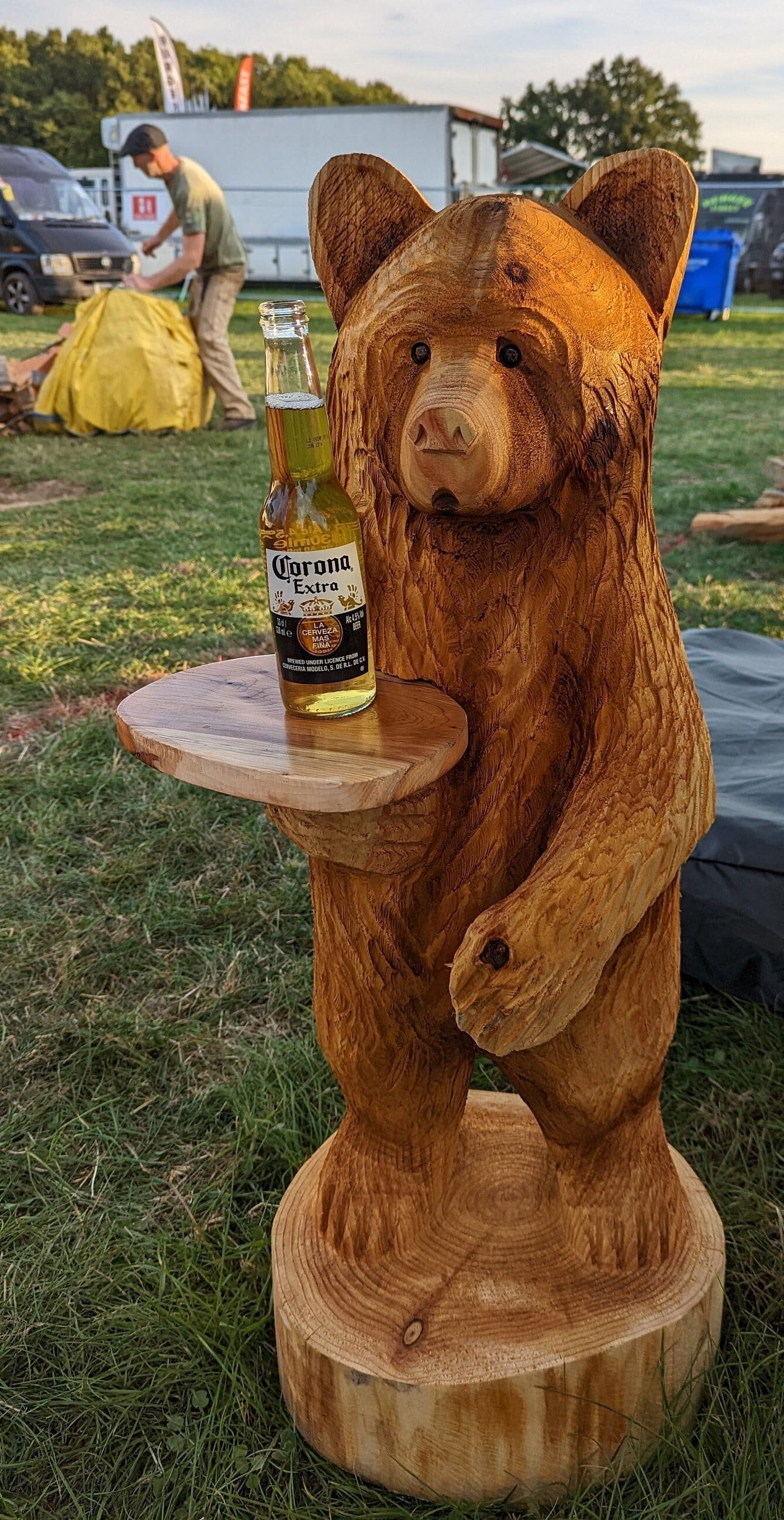 Chainsaw Carving of a Bear With a Tray - Various Heights Available