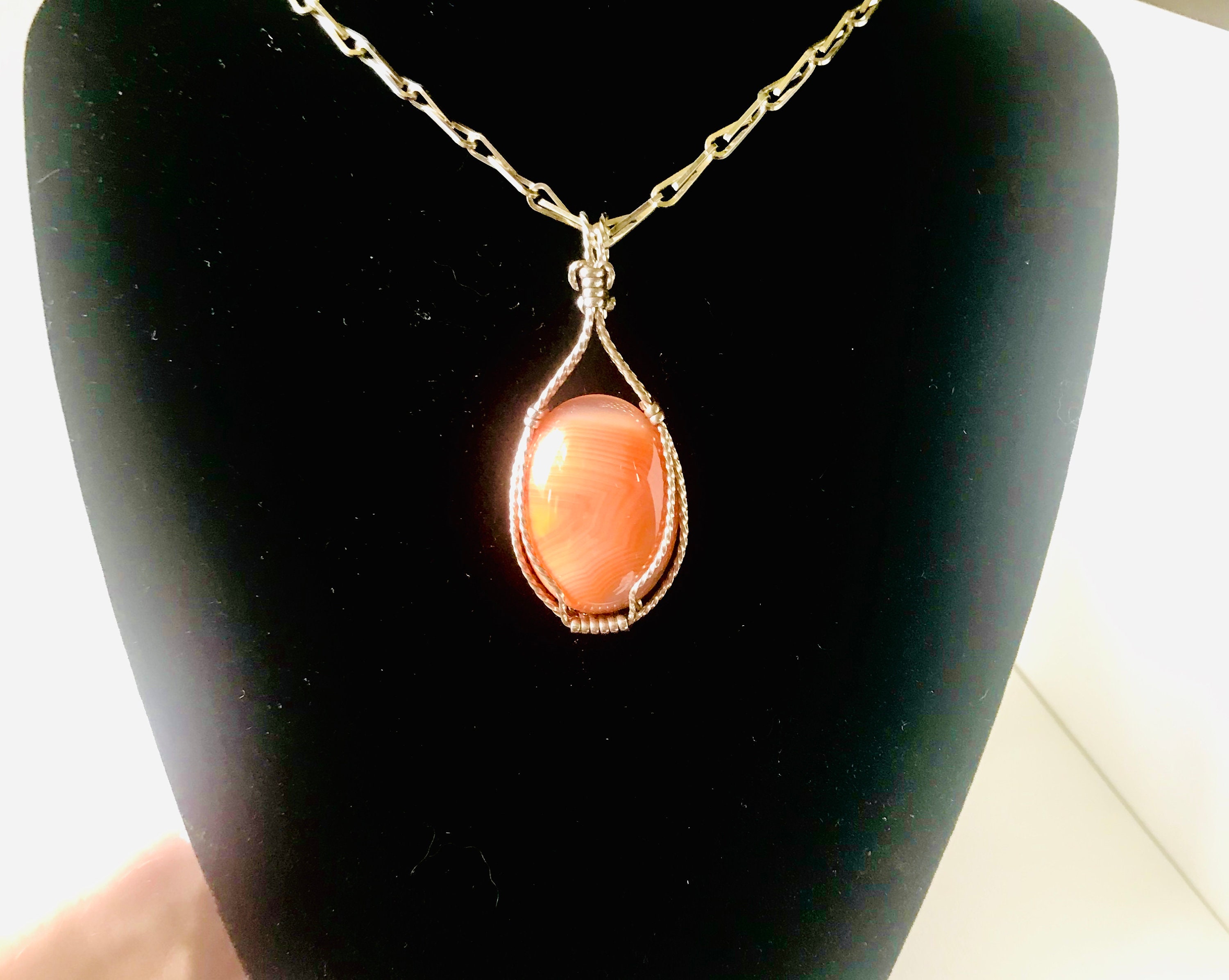 Botswana Agate Pendant in Sterling Silver - Etsy Sweden