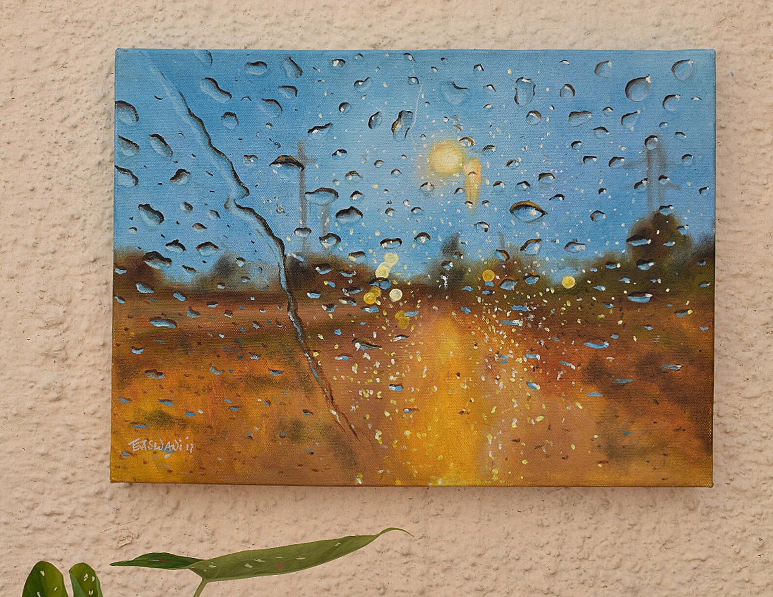 Raindrop Painting Home Decor Wall Art Original Oil Etsy