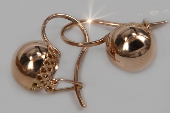 New Russian Solid 14k 585 Rose Gold Earrings