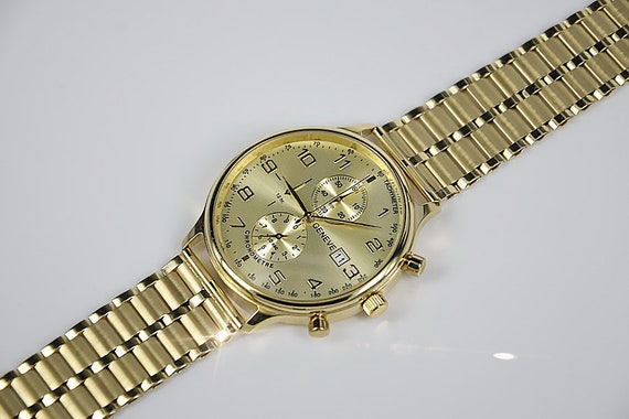 Orologio geneve da uomo in oro massiccio 14k 585 giallo | Etsy Italia