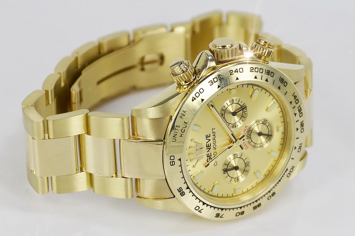 Italian Yellow 14k 585 Solid Gold Men's Wrist Geneve Etsy UK