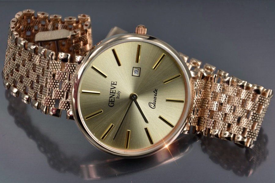 14 KT Solid Gold Watch for Men 14 KT Rose Gold Watch Men Etsy UK