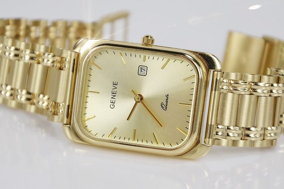 Orologio geneve da uomo in oro massiccio 14k 585 giallo | Etsy Italia