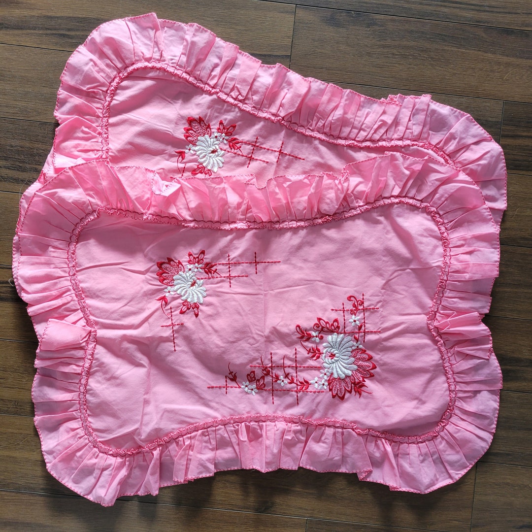 Vintage Pillow Shams Vintage Bedding Pink Ruffles Etsy