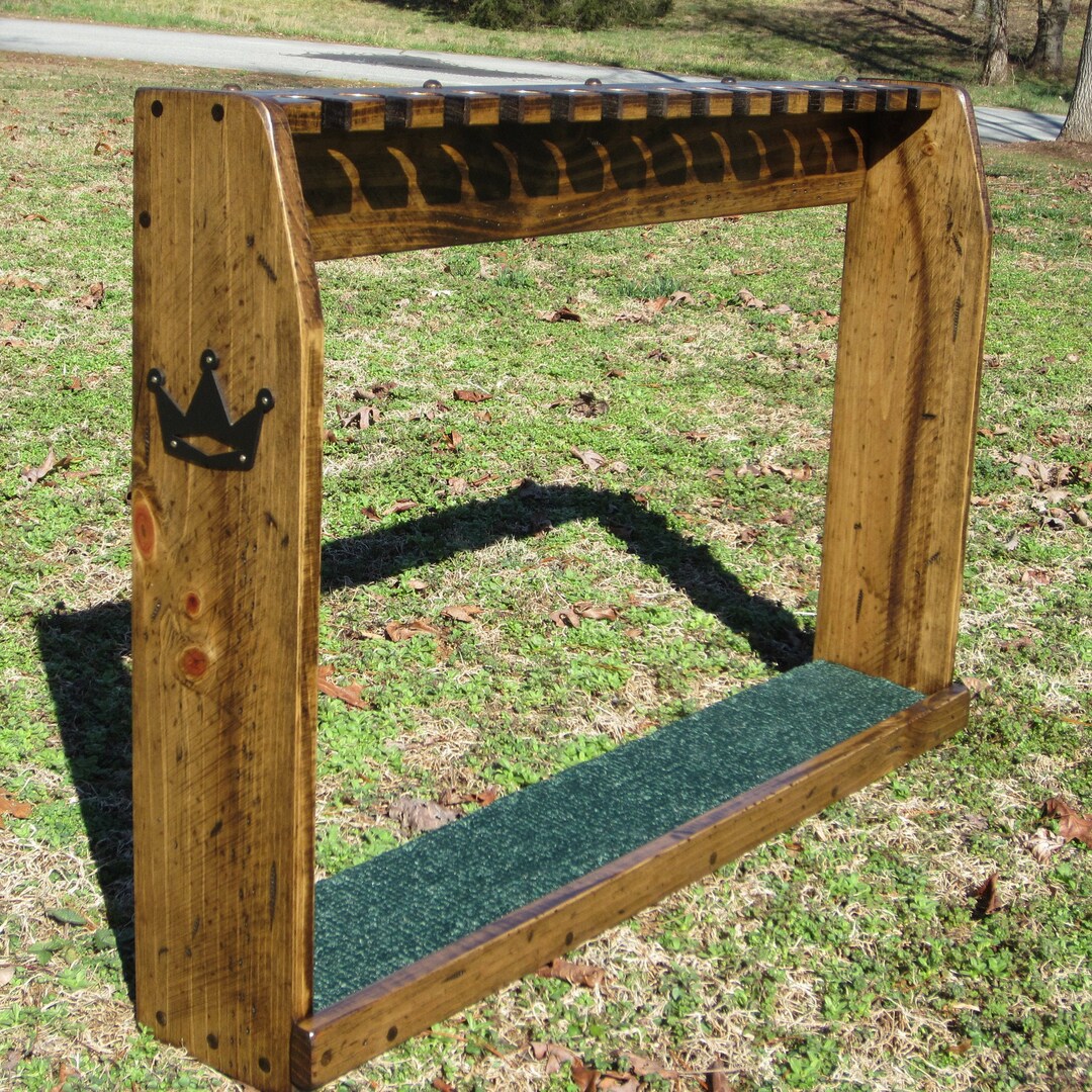 Hand Made Rustic Distressed Wood Golf Club Display Walnut Finish Rack