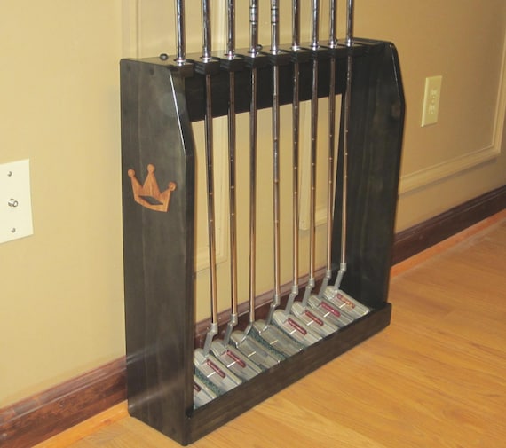 Wood Display Rack Case Floor for Golf Clubs Woods Irons 9 Scotty