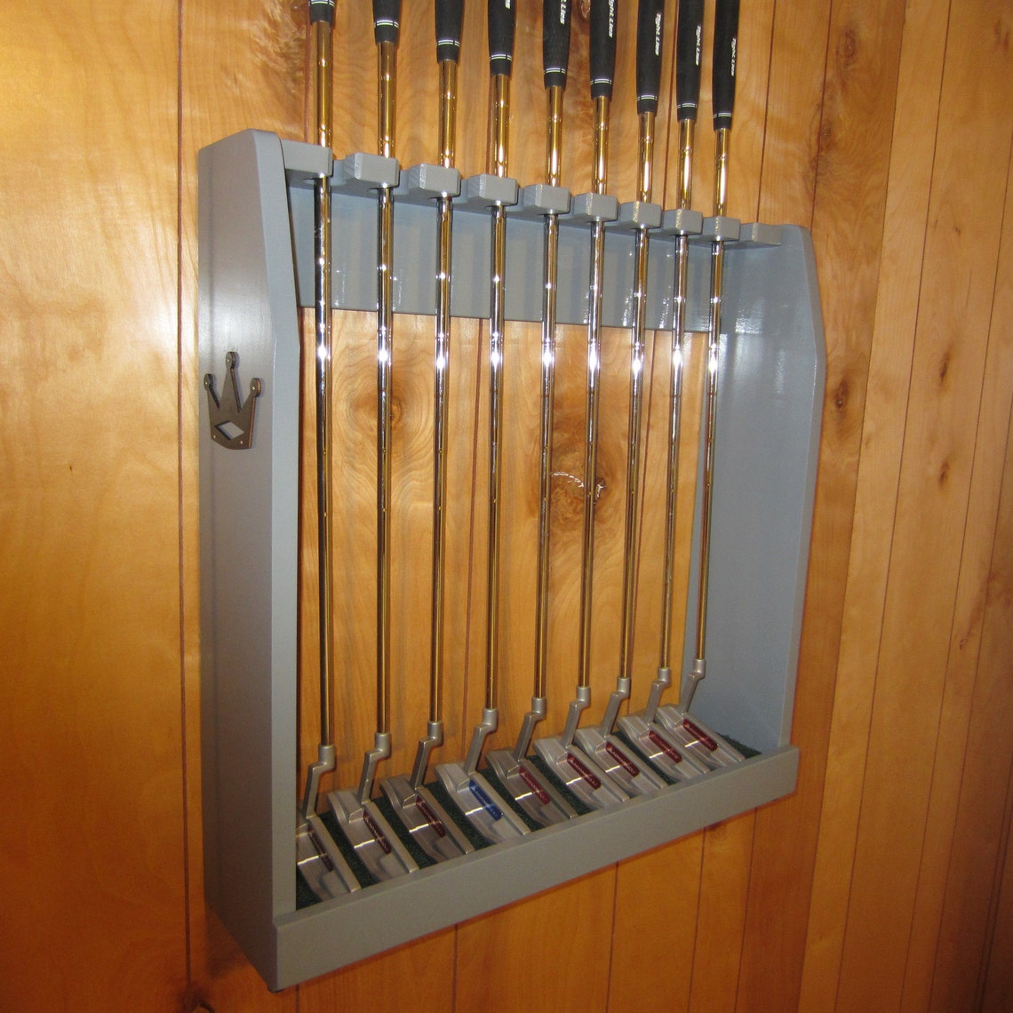 Gray Golf Club Display Rack Case Wood Wall / Floor for 9 Etsy