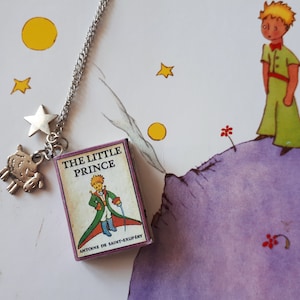 La collana di libri in miniatura del piccolo principe da carta da libro riciclata, gioielli unici per gli amanti dei libri, regalo a tema lettura, regalo affascinante per lei