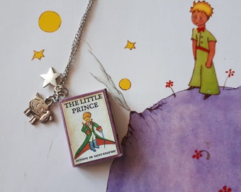 La collana di libri in miniatura del piccolo principe da carta da libro riciclata, gioielli unici per gli amanti dei libri, regalo a tema lettura, regalo affascinante per lei