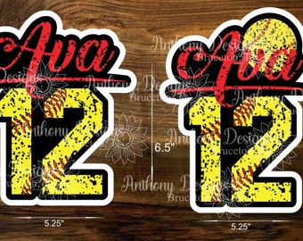 Personalized softball vinyl stickers