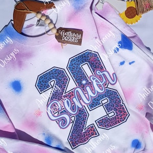 Senior splattered sweatshirt personalize with name and graduation year