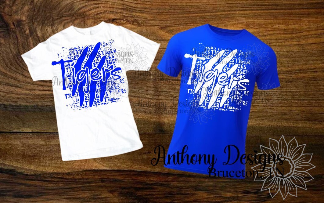 Tigers distressed with claw marks on tee shirt  personalize with your school's mascot