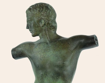 Estatua del lanzador de discos Bronce sólido Antigua griega Discovolus Juegos Olímpicos Hechos a mano Museo Réplica De calidad Arte Decoración del hogar Obra de arte inspiradora