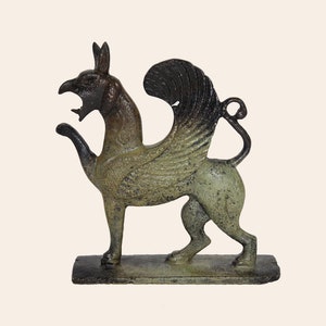 Griffin Bronze Art Mythical Creature Ancient Greek Sculpture Collectible Art Bronze Casting Museum Inspired Copy Verdigris Patina Effect