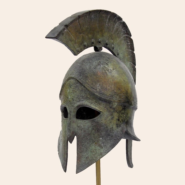 Greek Spartan Hoplite Helmet Closed Nose Ancient Greek Bronze Helmet Corinthian Warrior Helmet Museum Reproduction Greek Handmade Artifact