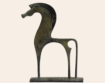 Greek horse statue, bronze horse in base solid bronze sculpture, bronze casting art from greece home decor