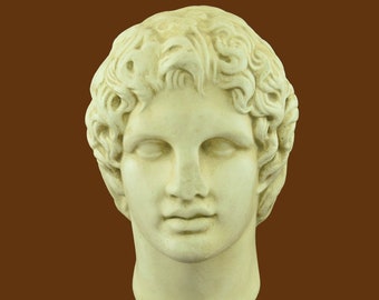 Alexander the Great Ancient Greek Demi-god Head Of Alexander the Great Plaster Cast Macedon King Museum Reproduction Marble Base